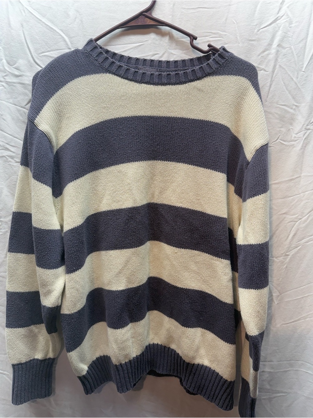 J. Galt Brandy Melville Oversized Striped Knit Sweater Blue Cream Cotton